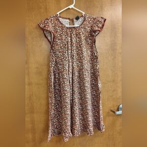 Wild Fable Floral Patterned Dress With Flutter Sleeves